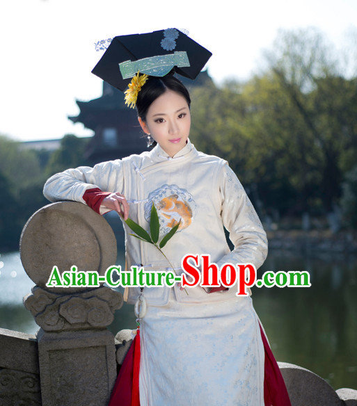 Chinese Traditional Manchu Goldfish Embroidered Qipao Cheongsam
