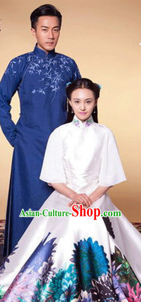 Traditional Chinese Long Mandarin Robe for Men