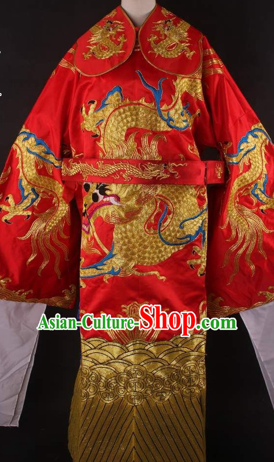 Chinese Traditional Dress Oriental Clothing Theatrical Costumes Opera Costume Dragon Embroidered Long Robe for Men