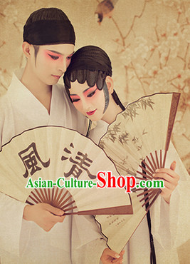 Traditional Chinese Photo Costume Pure White Costumes and Hair Accessories for Men or Women