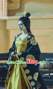 Traditional Chinese Ancient Emperor Costumes and Hair Accessories Complete Set
