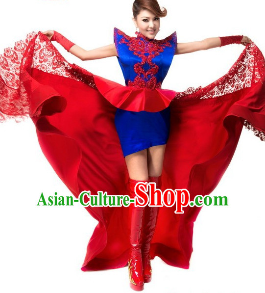 Traditional Chinese Mongolian Clothing and Hat Complete Set for Women