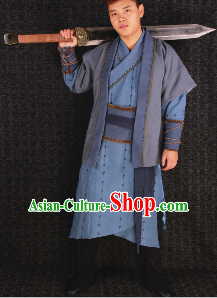 Chinese Halloween Cosplay Ancient Swordsmen Costumes Complete Set for Men