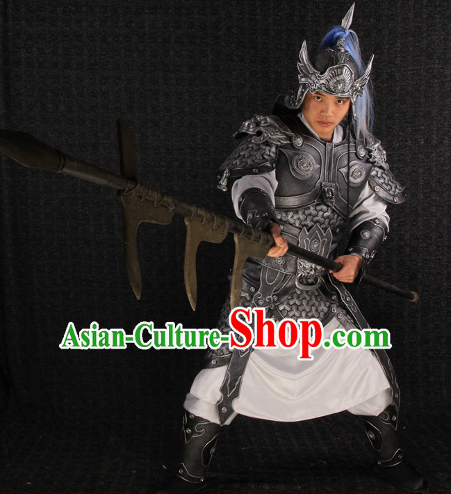 Ancient Chinese Superhero General Armor Costumes and Helmet Complete Set for Men