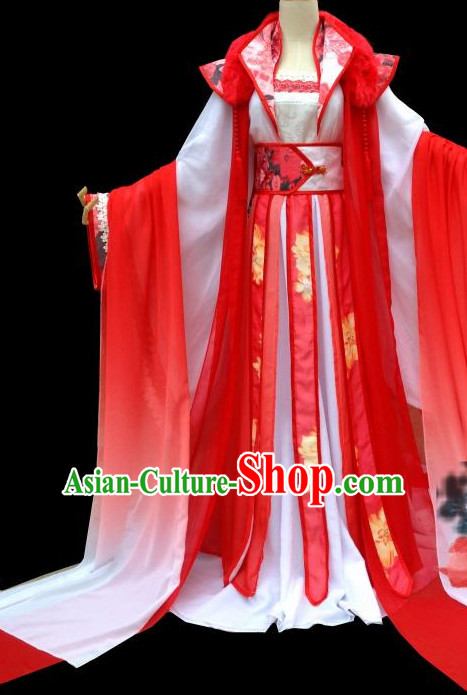 Red Romantic Ancient Chinese Princess Wedding Dress Complete Set for Women