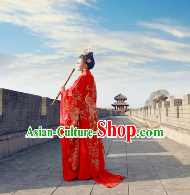 China Red Peacock Empress Queen Clothing Complete Set for Women