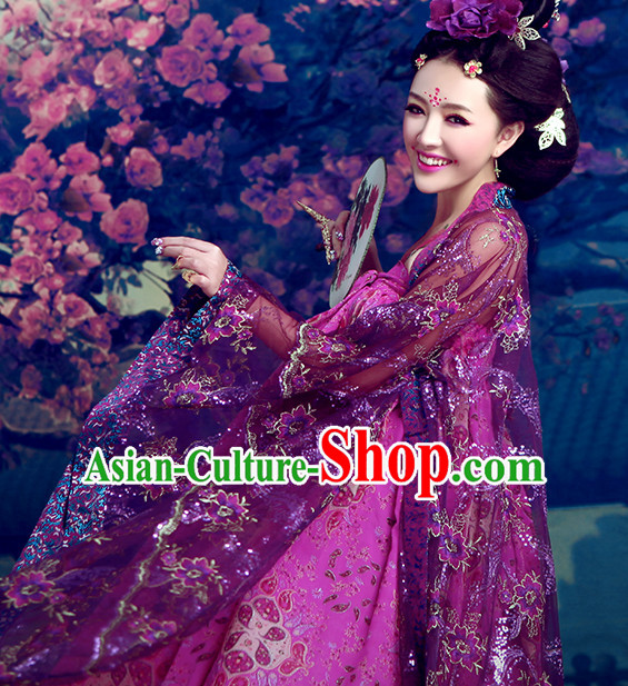 Ancient Chinese Queen Clothing and Hair Accessories Complete Set for Women