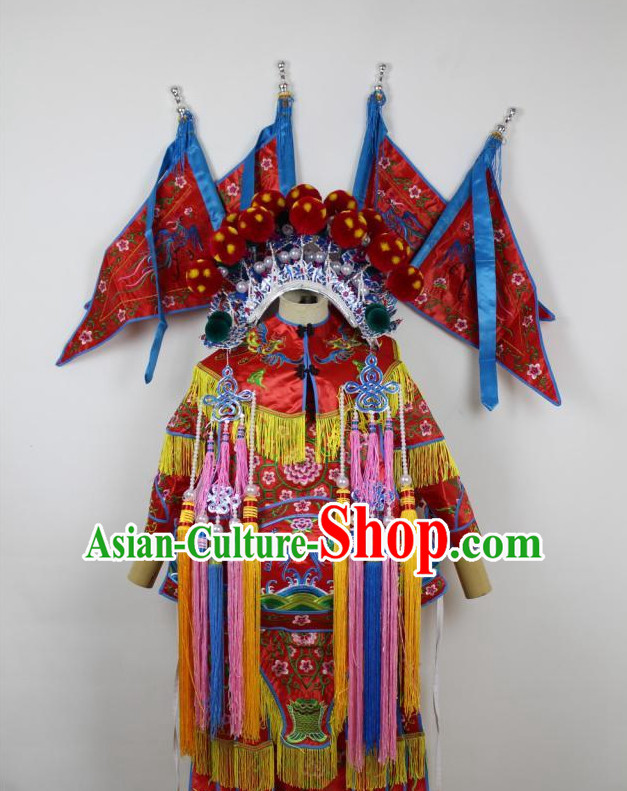 Chinese Ancient Mu Guiying Armor Costumes and Hat Complete Set for Kids