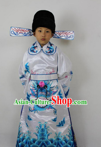 Chinese Ancient Official Costumes and Hat Complete Set for Kids