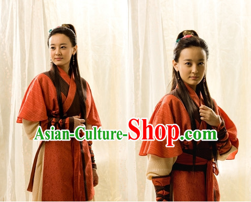 Ancient Korean Female Bodyguard Costume and Headband Complete Set