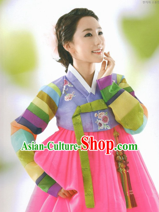 Korean Fashion Hanbok and Hair Accessories Complete Set for Ladies