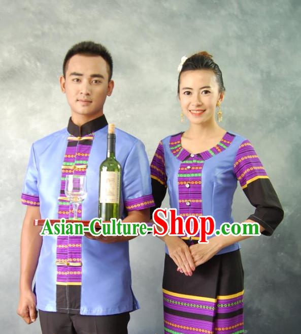 Thailand Traditional Clothes 2 Sets for Husband and Wife