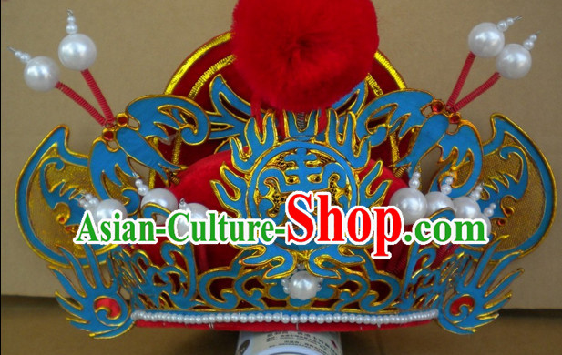 Red Ancient Chinese Peking Opera Zhong Kui Hat
