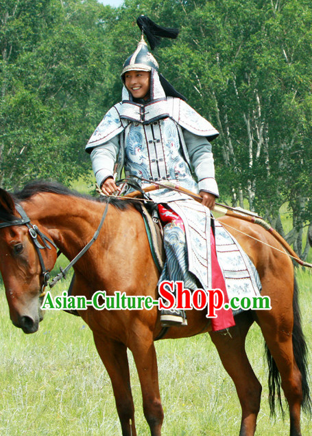 Qing General Armor Costumes and Hat Complete Set