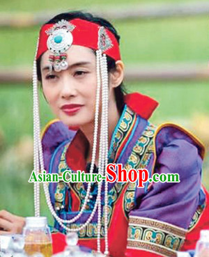 Mongolian Ancient Emperor and Empress Costumes and Hat Complete Set
