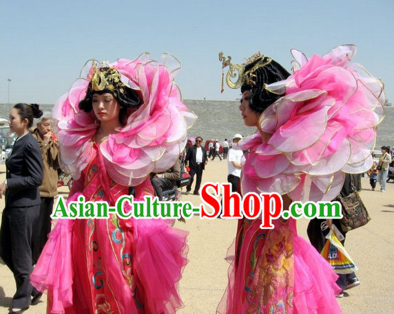 Big Pedal Flower Costumes Dancing Costume and Hair Jewerly Complete Set