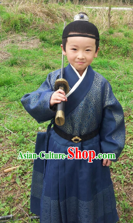 Tang Dynasty Kids Clothes and Headpieces Complete Set