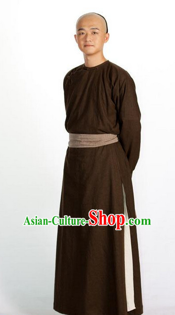 Qing Dynasty Male Long Robe and Belt Complete Set