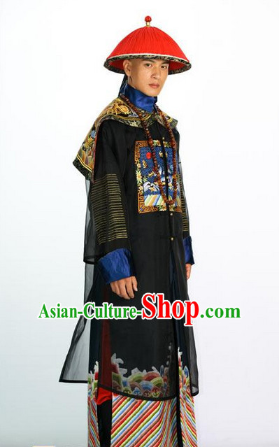 Qing Dynasty Offical Clothes and Hat Complete Set for Men