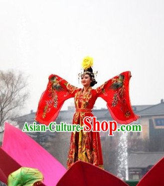 Ancient Chinese Tang Dynasty Palace Dancer Costumes and Hair Accessories Complete Set.