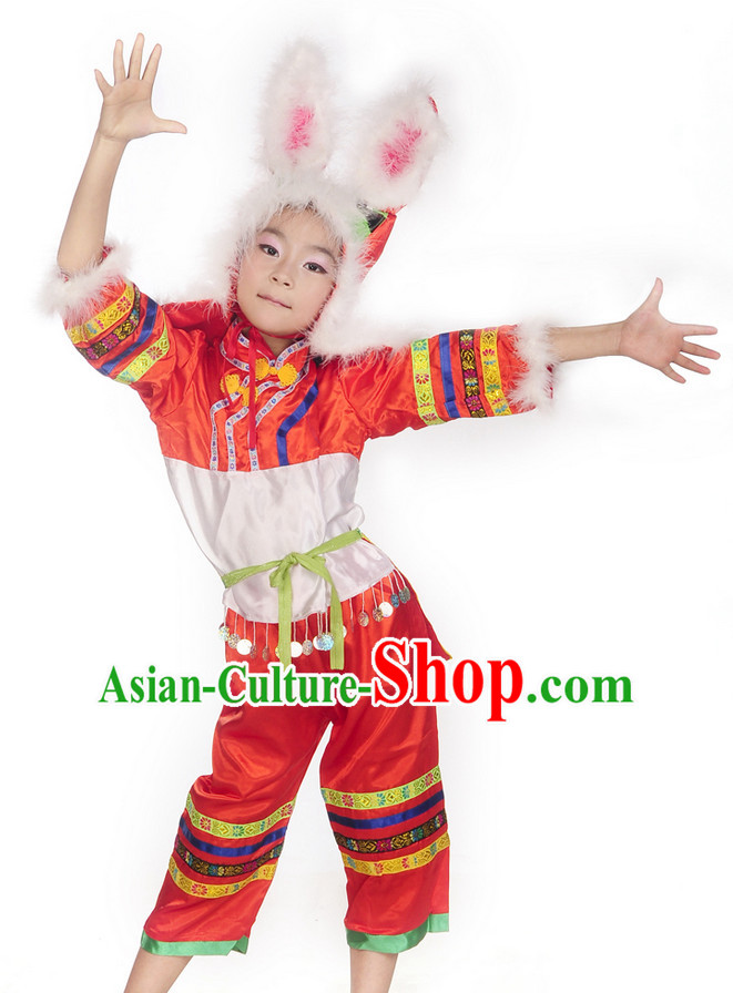 Chinese New Year Rabbits Dance Costumes Complete Set for Kids