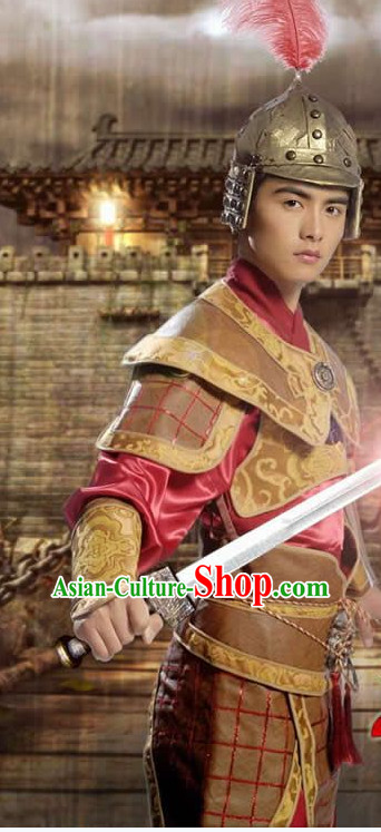 Ancient Asian General Costume and Helmets Outfits for Men