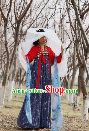 Chinese Ancient Plus Size Dresses and Bamboo Hat online Shopping