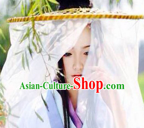 Handmade Chinese Swordswoman Style Bamboo Hat with Veil