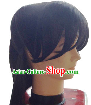 Chinese Ancient Male Halloween Black Long Wig