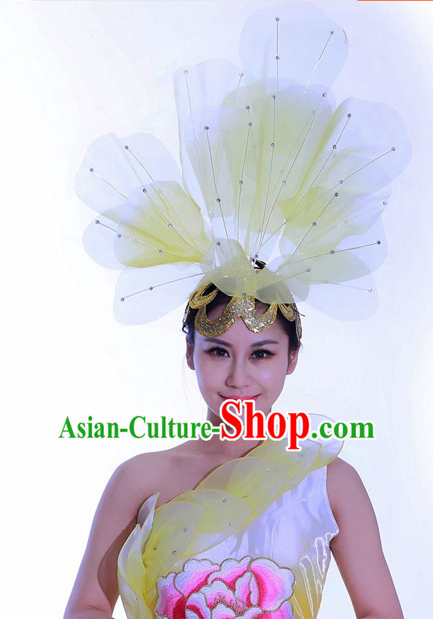 Yellow Chinese Folk Dance Headdress Headpieces