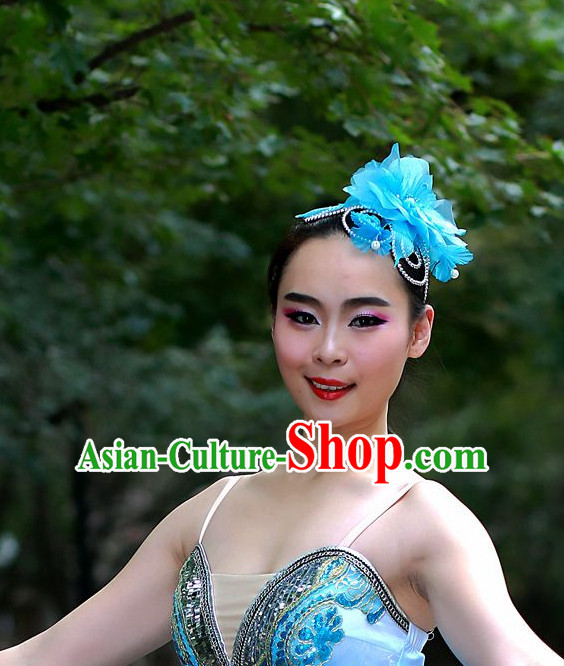 Blue Chinese Folk Dance Headdress