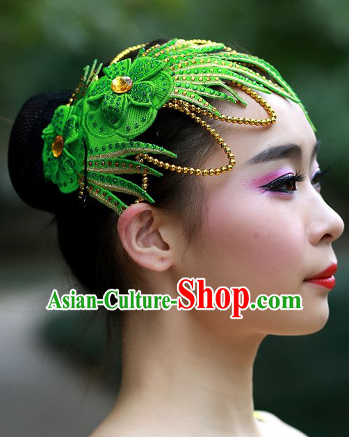 Green Chinese Folk Dance Headpieces