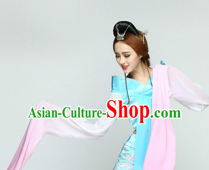 Long Sleeves Chinese Classical Quality Dance Costumes and Headdress Complete Set for Women
