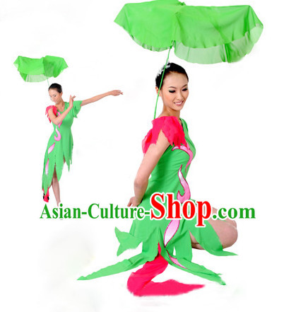 Chinese Quality Lotus Dance Costume and Headwear Complete Set for Girls