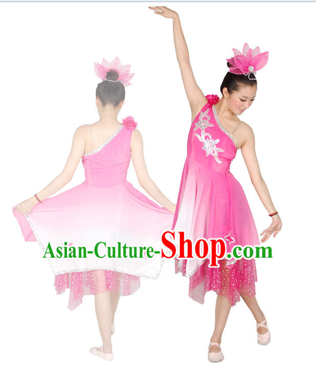 Chinese Teenagers Folk Dance Costume and Headpiece for Competition