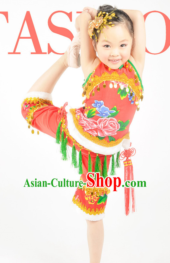 Chinese Kids Folk Dance Costumes for Competition