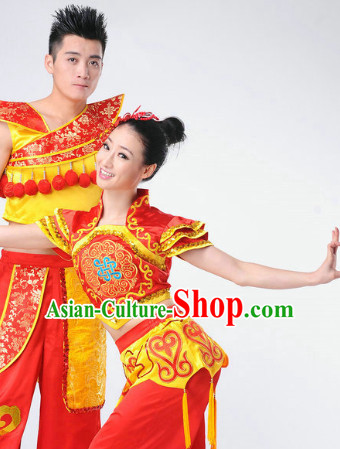 Chinese Folk Ethnic Dance Costume Complete Set for Men