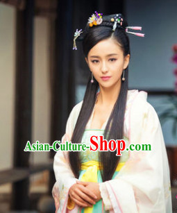 Ancient Chinese Beauty Black Wigs and Hair Jewelry