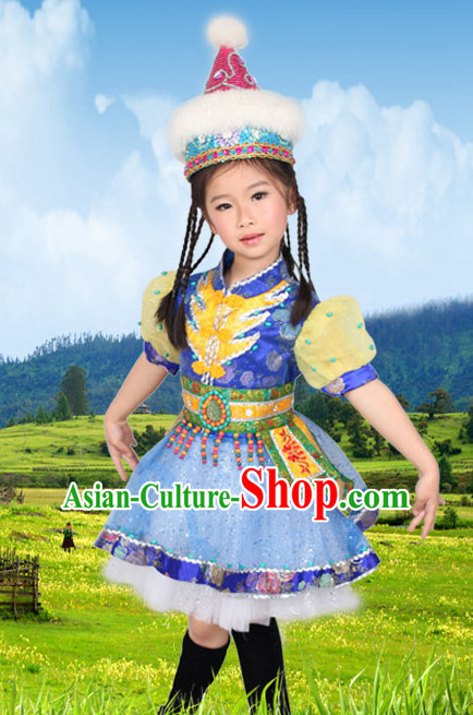 Chinese Mongolian Ethnic Minority Dance Costume Competition Dance Costumes for Kids