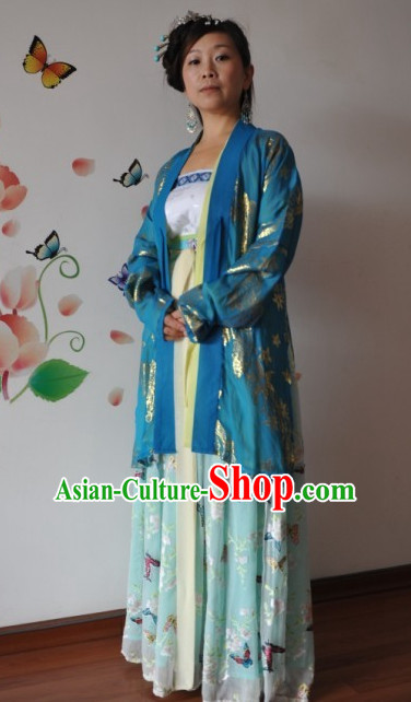 Chinese Classic Halloween Costume Hanfu Clothing Ancient Costume and Hair Jewelry online Shopping Complete Set