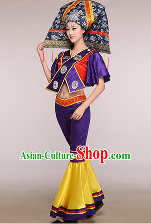 Chinese Folk Ethnic Competition Fan Dance Costume Group Dancing Costumes for Women
