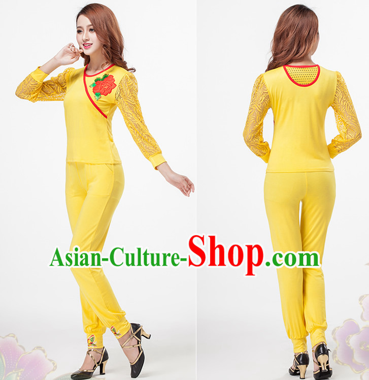 Yellow China Style Modern Dance Costume Ideas Dancewear Supply Dance Wear Dance Clothes Suit