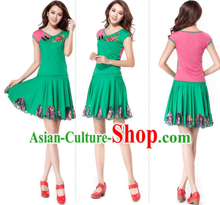 Green Chinese Style Parade Dance Costume Ideas Dancewear Supply Dance Wear Dance Clothes Suit