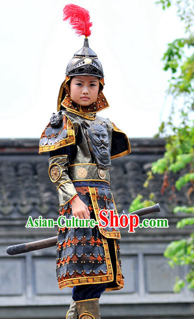 Chinese Emperor Armor Halloween Costumes for Kids Baby Hanfu Clothes Toddler Halloween Costume Kids Clothing and Hair Accessories Complete Set for Kids
