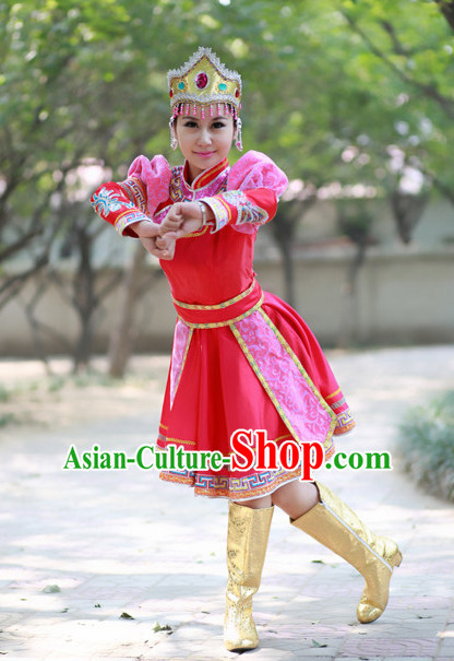 China Mongolian Dancer Costume and Hat for Women