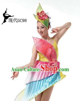 Chinese Folk Dancing Costume and Hair Accessories Complete Set for Women