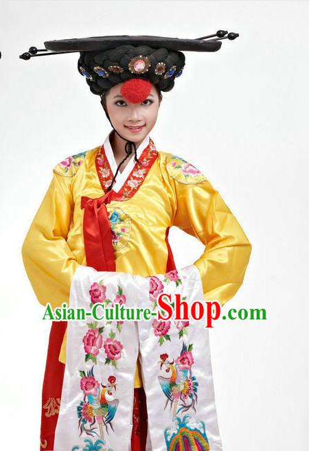 Chinese Classic Stage Korean Dance Costumes and Wigs Complete Set for Women