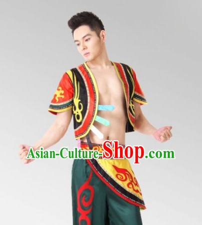 Chinese Folk Mongolian Dance Costume Complete Set for Men