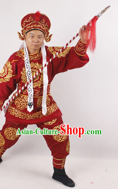 Chinese Opera Solider Costume and Hat Complete Set for Men