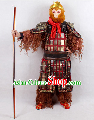 Monkey King Fur Costume and Headwear Complete Set for Men
